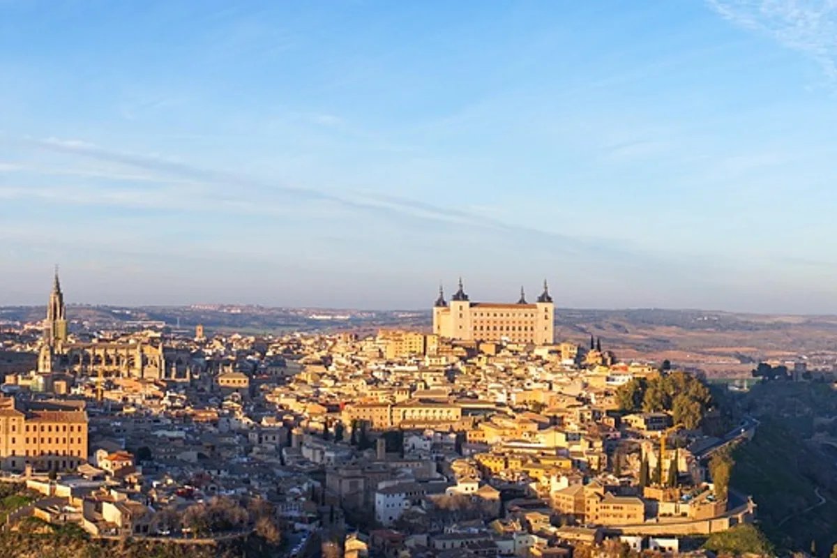 Panoramic view of the historic city of Toledo, Spain, at golden hour
